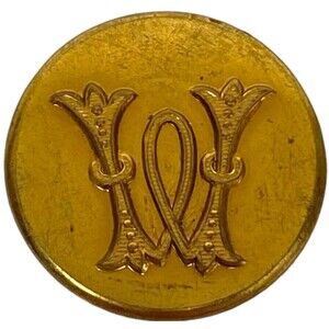 Gold Metal Shank Button Monogram W Letter Crest Seal Blazer Uniform Decorative